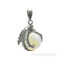 En argent Sterling 925 Opalite 15MM sphère Dragon Ball griffe pendentif bijoux